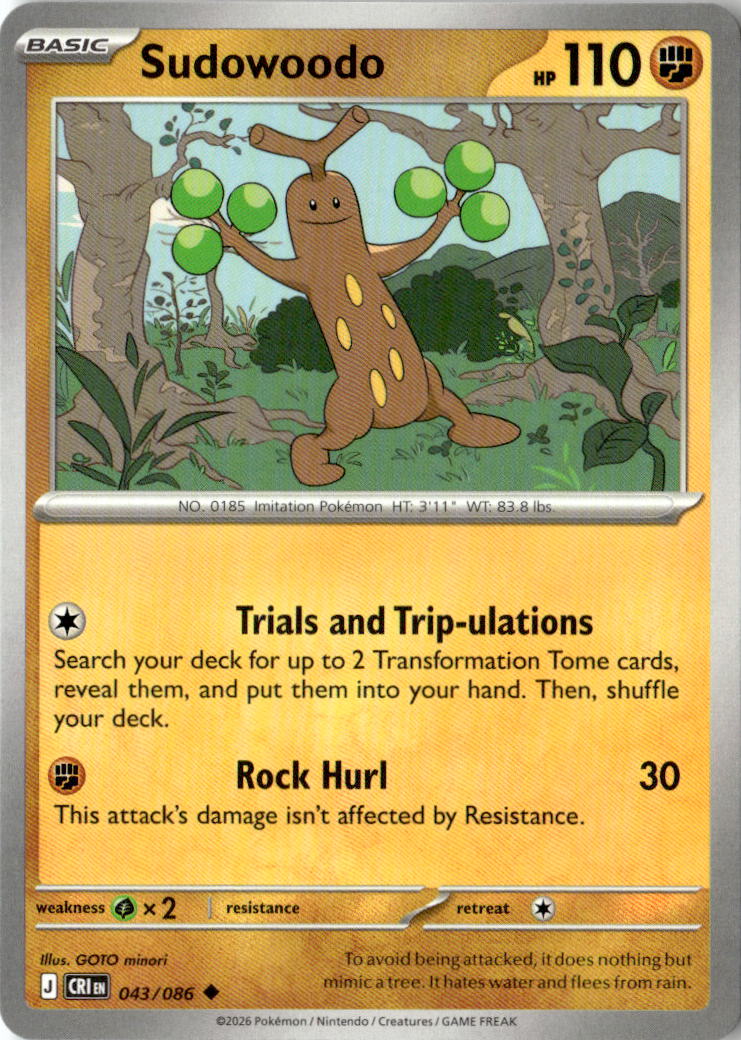 Front of Sudowoodo 043/086 from Chaos Rising