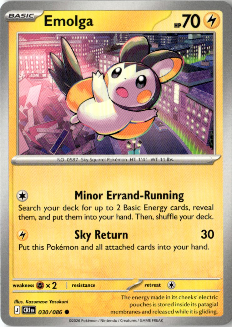 Front of Emolga 030/086 from Chaos Rising