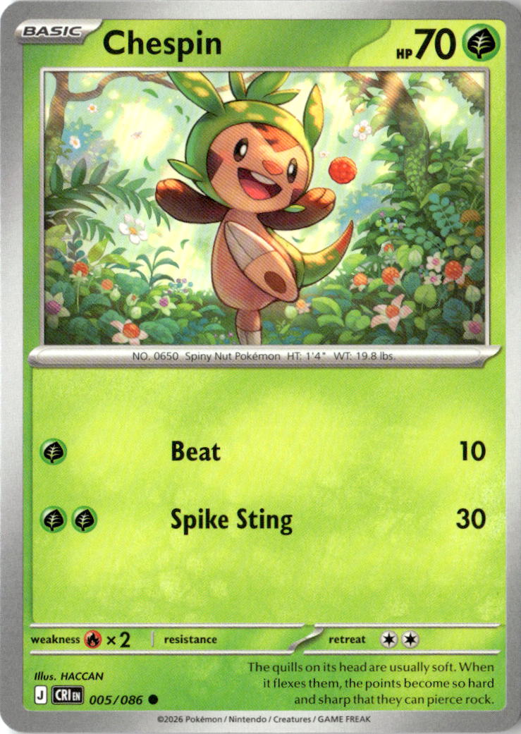 Front of Chespin 005/086 from Chaos Rising
