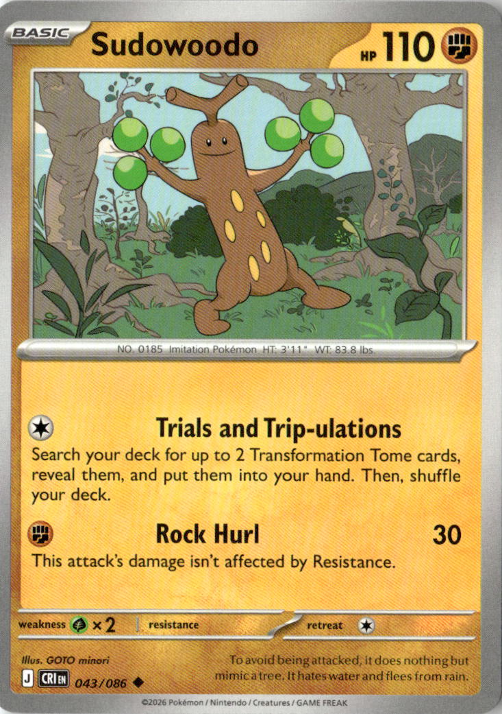 Front of Sudowoodo 043/086 from Chaos Rising