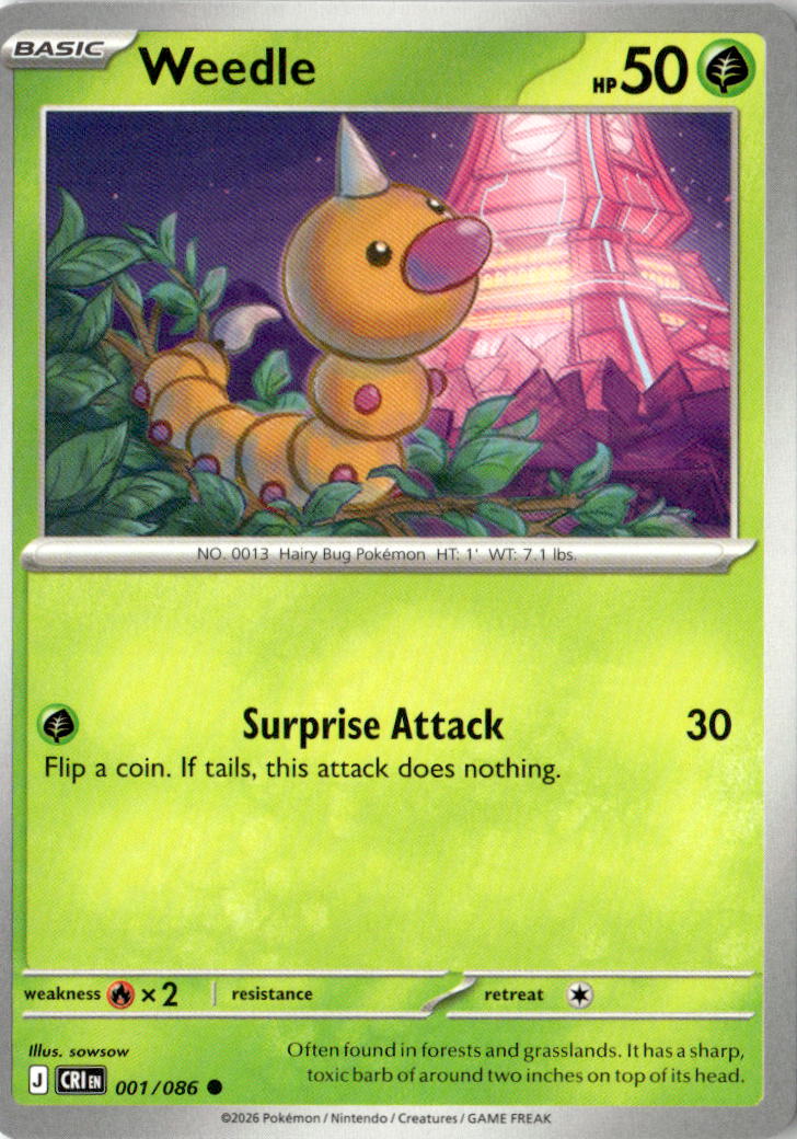 Front of Weedle 001/086 from Chaos Rising