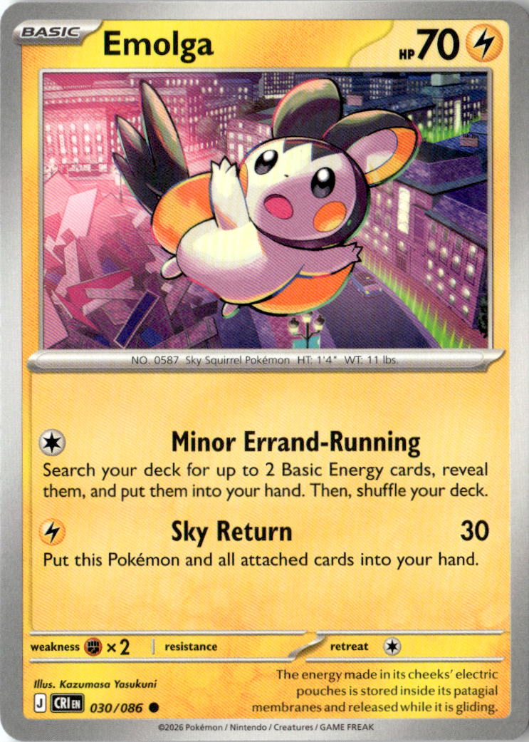 Front of Emolga 030/086 from Chaos Rising