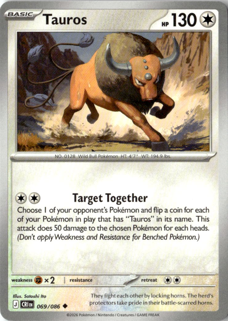 Front of Tauros 069/086 from Chaos Rising