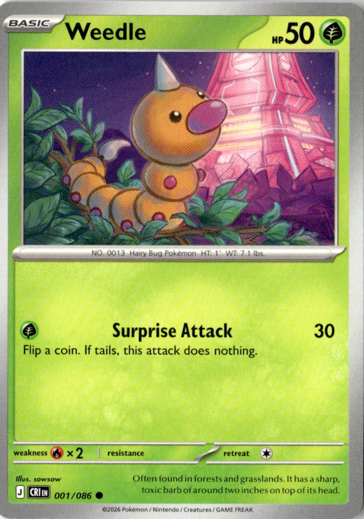 Front of Weedle 001/086 from Chaos Rising