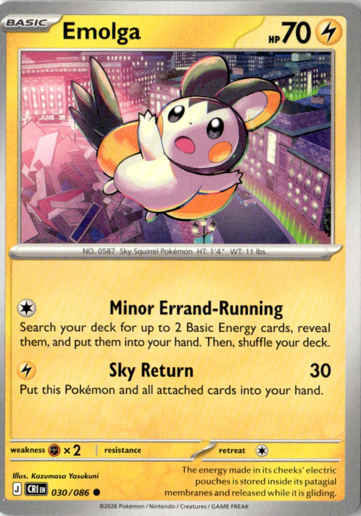 Front of Emolga 030/086 from Chaos Rising