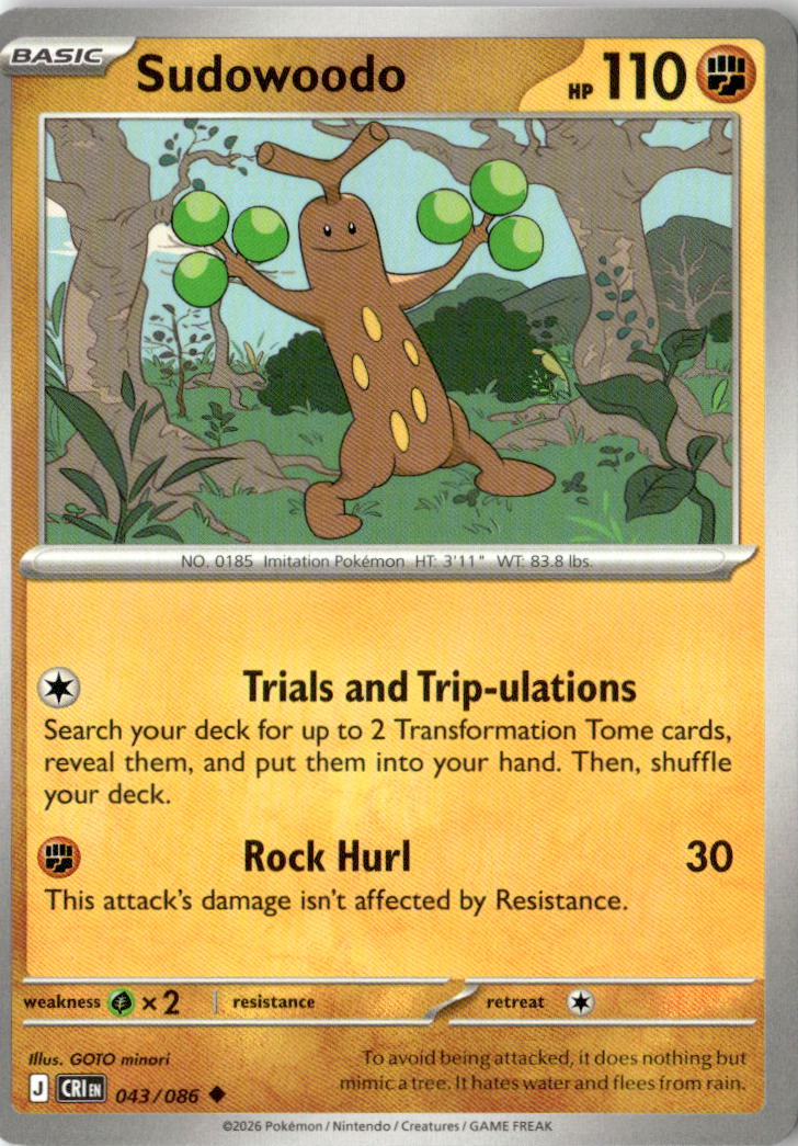 Front of Sudowoodo 043/086 from Chaos Rising
