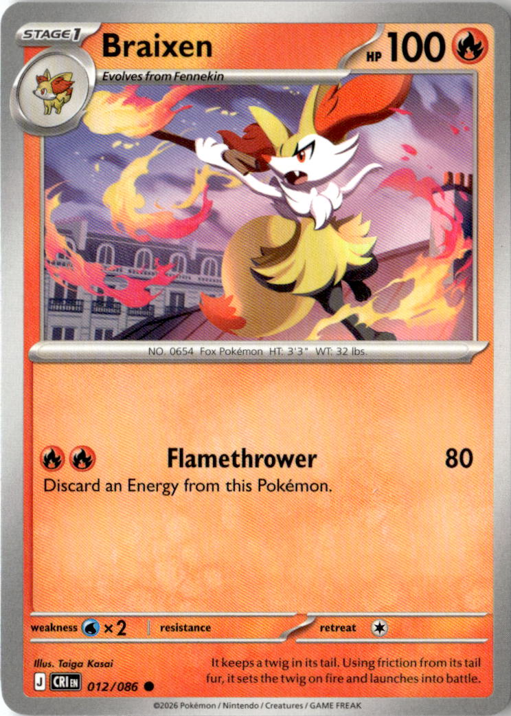 Front of Braixen 012/086 from Chaos Rising