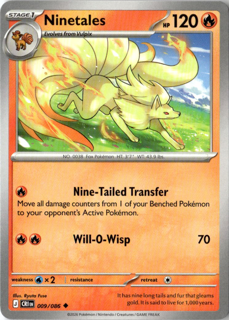 Front of Ninetales 009/086 from Chaos Rising
