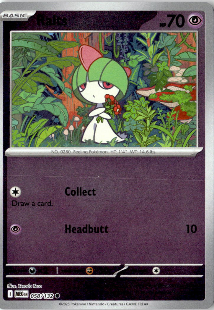 Front of Ralts 058/132 from Mega Evolution