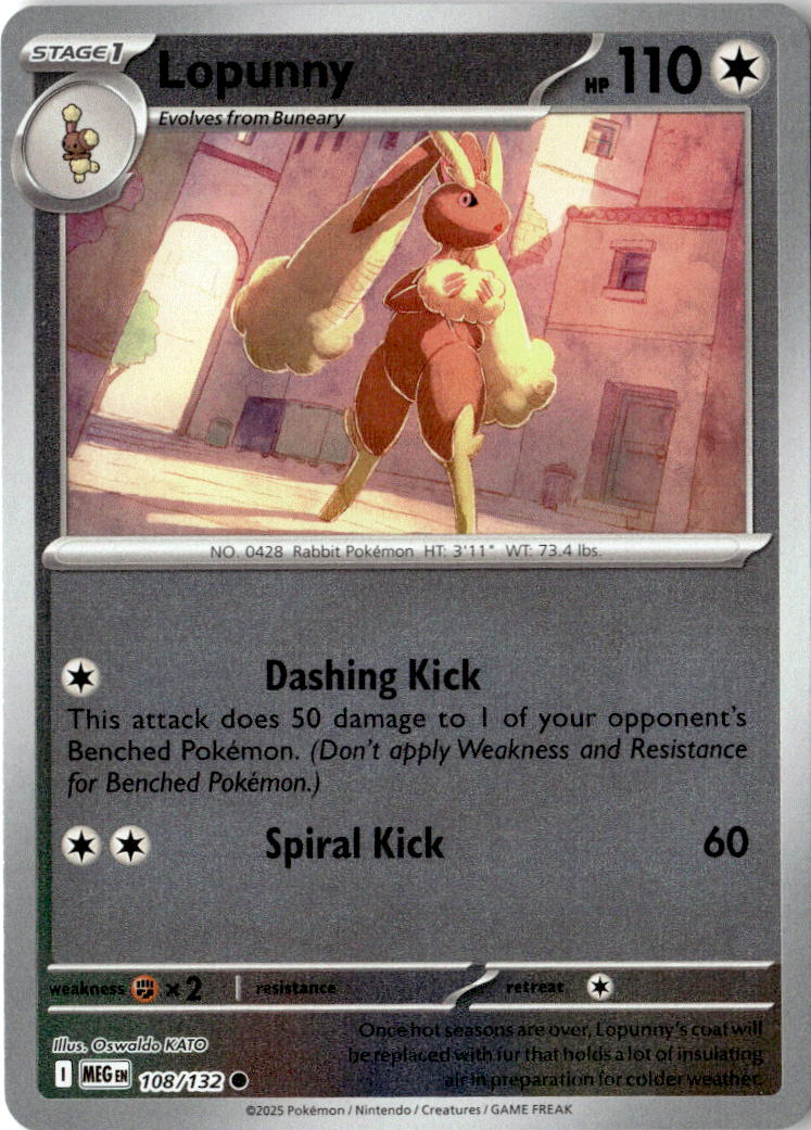 Front of Lopunny 108/132 from Mega Evolution