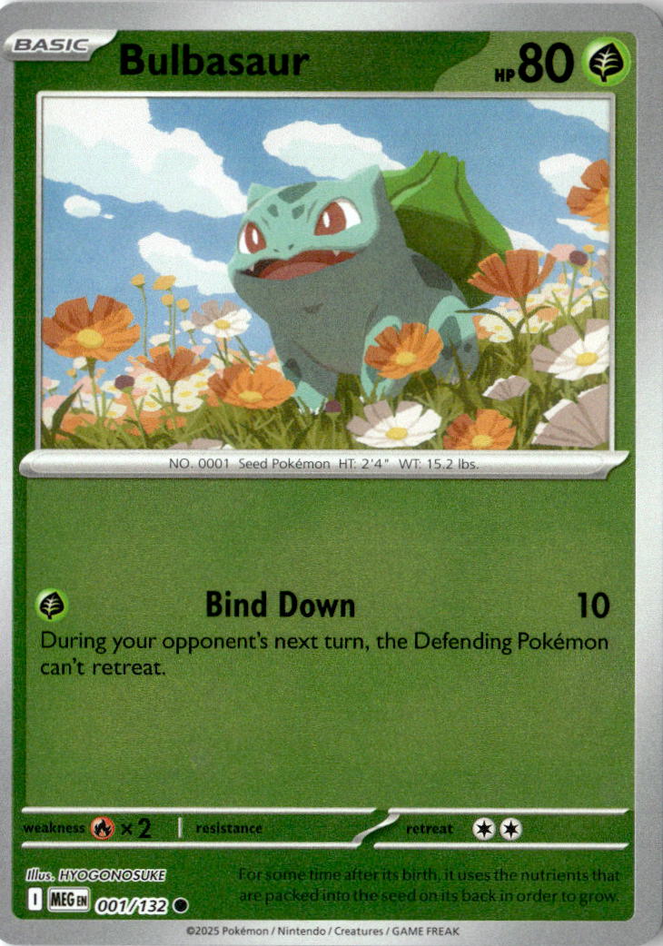 Front of Bulbasaur 001/132 from Mega Evolution