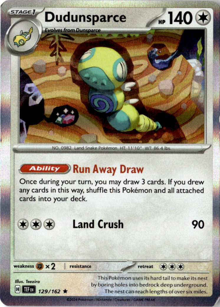 Front of Dudunsparce 129/162 from Temporal Forces