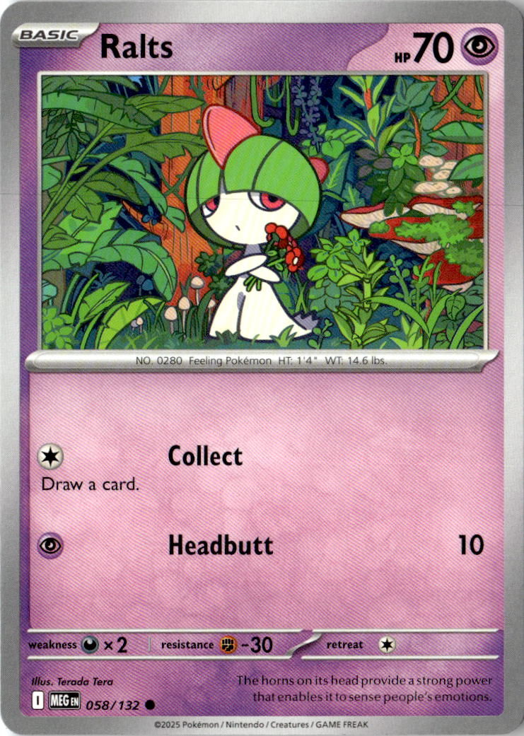 Front of Ralts 058/132 from Mega Evolution