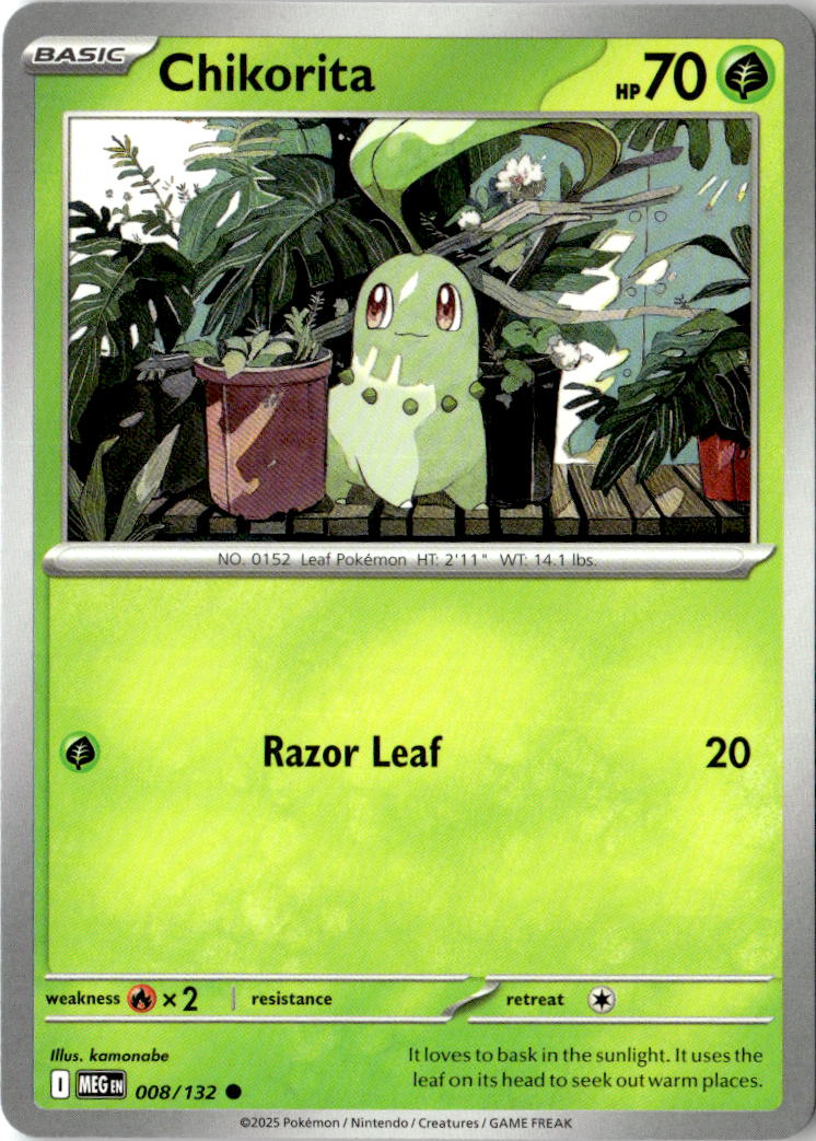 Front of Chikorita 008/132 from Mega Evolution