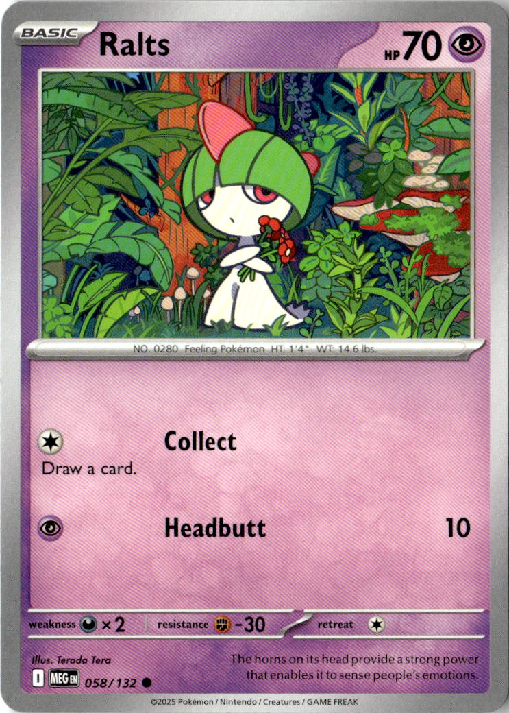 Front of Ralts 058/132 from Mega Evolution