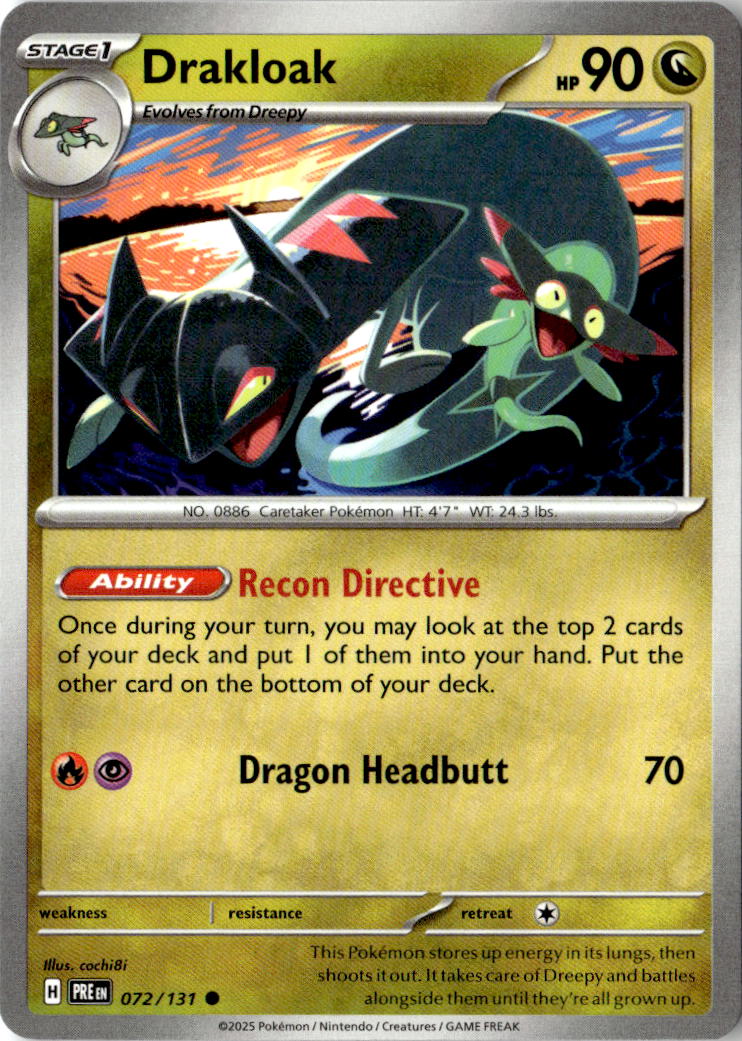 Front of Drakloak 072/131 from Prismatic Evolutions