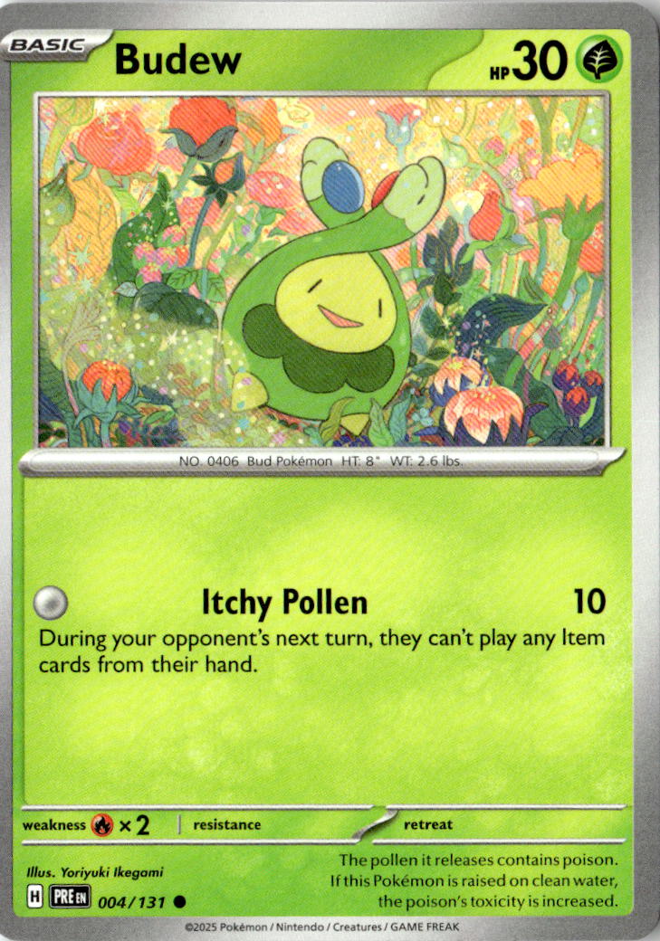 Front of Budew 004/131 from Prismatic Evolutions