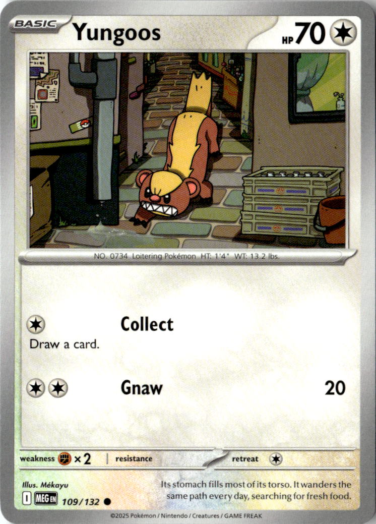 Front of Yungoos 109/132 from Mega Evolution