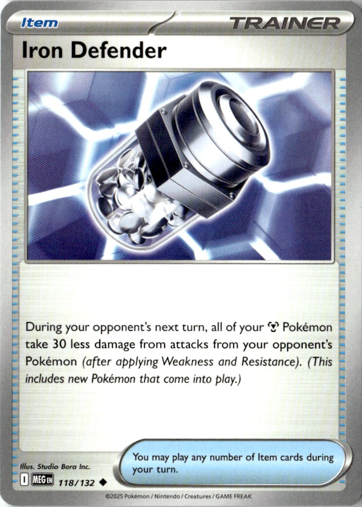 Front of Iron Defender 118/132 from Mega Evolution