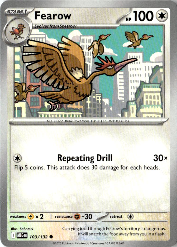 Front of Fearow 103/132 from Mega Evolution