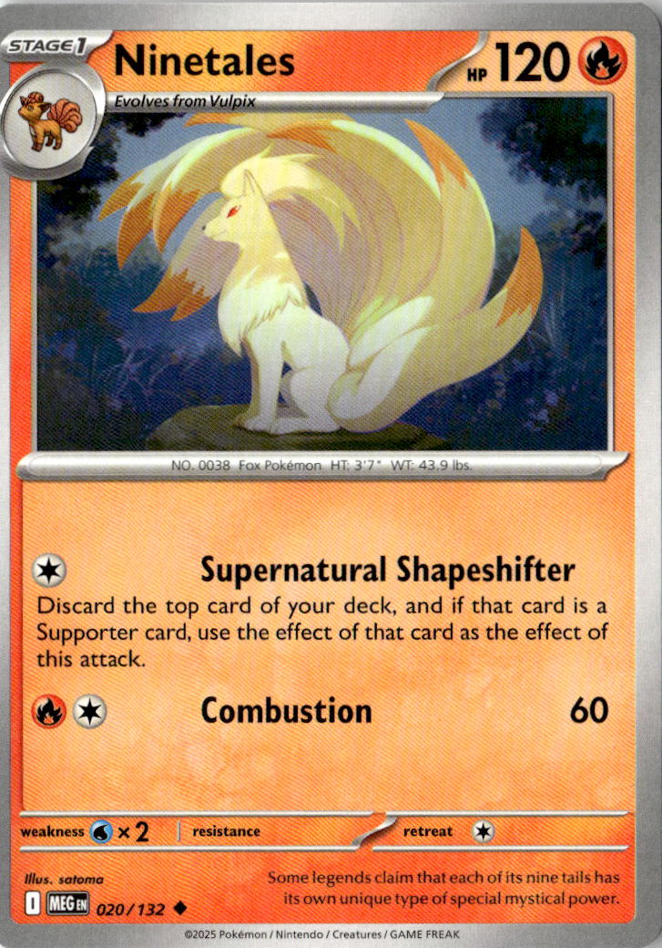 Front of Ninetales 020/132 from Mega Evolution