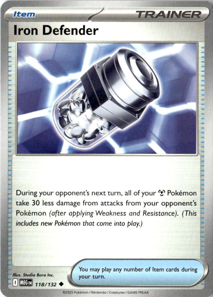 Front of Iron Defender 118/132 from Mega Evolution