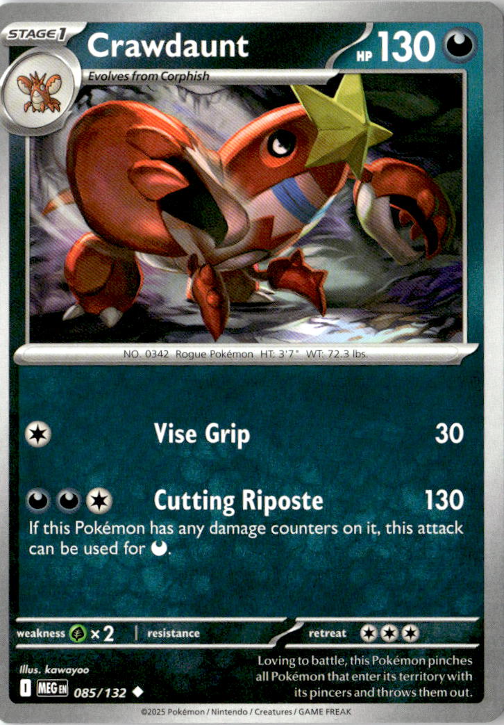 Front of Crawdaunt 085/132 from Mega Evolution
