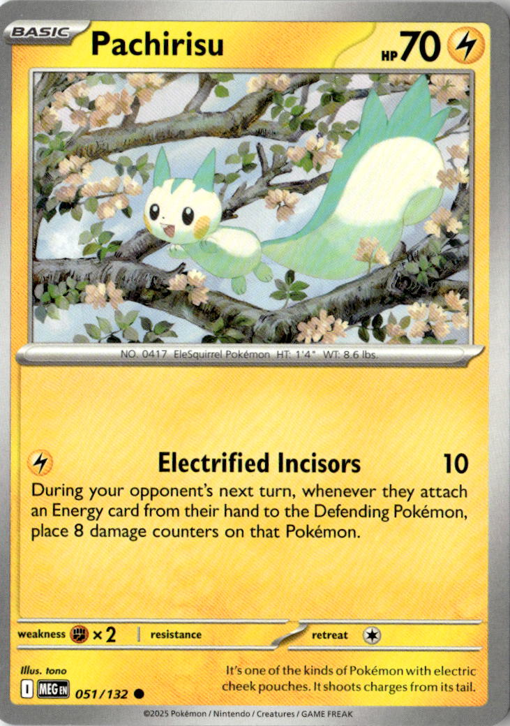 Front of Pachirisu 051/132 from Mega Evolution