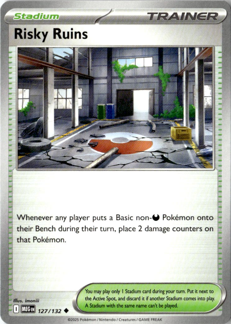 Front of Risky Ruins 127/132 from Mega Evolution