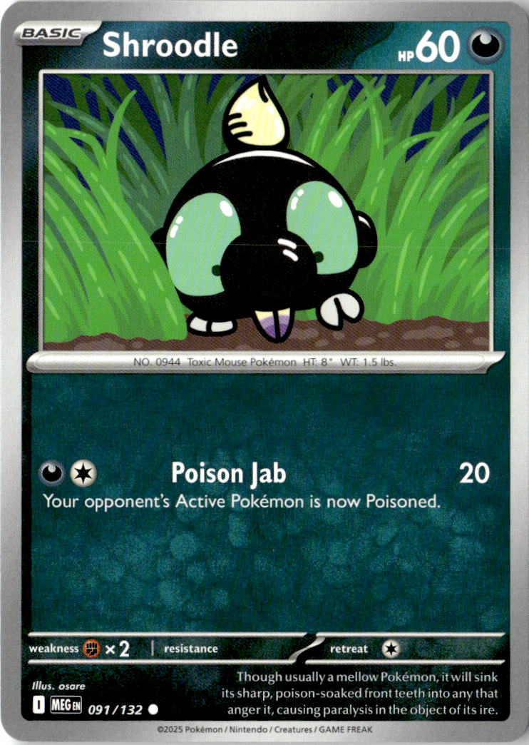Front of Shroodle 091/132 from Mega Evolution