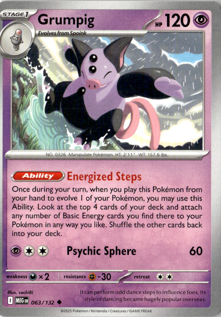 Front of Grumpig 063/132 from Mega Evolution