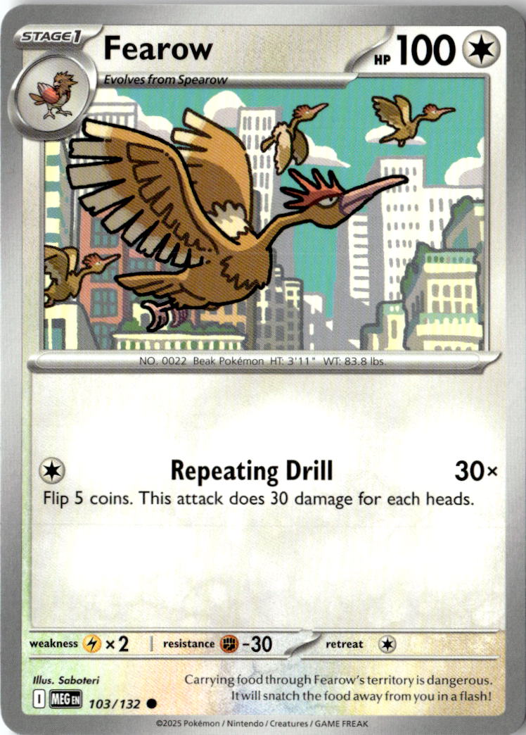 Front of Fearow 103/132 from Mega Evolution