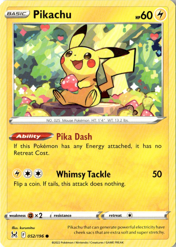 Front of Pikachu 052/196 from Lost Origin