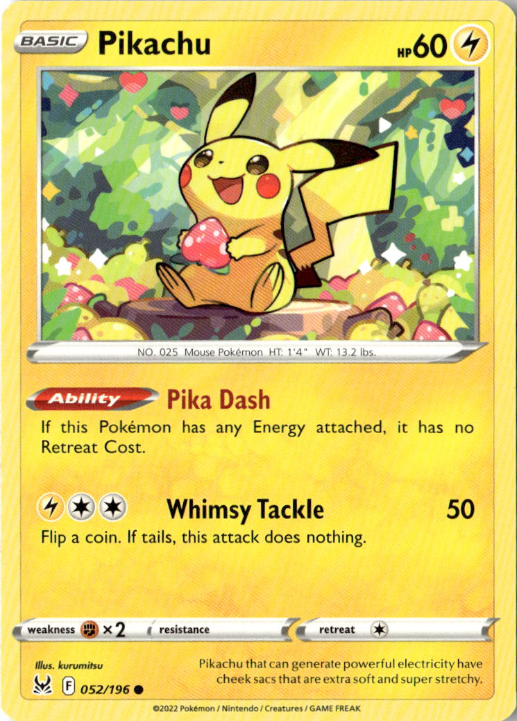 Front of Pikachu 052/196 from Lost Origin