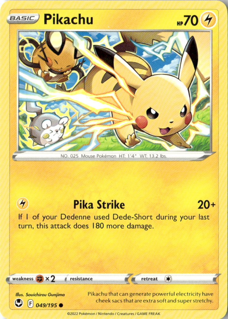Front of Pikachu 049/195 from Silver Tempest