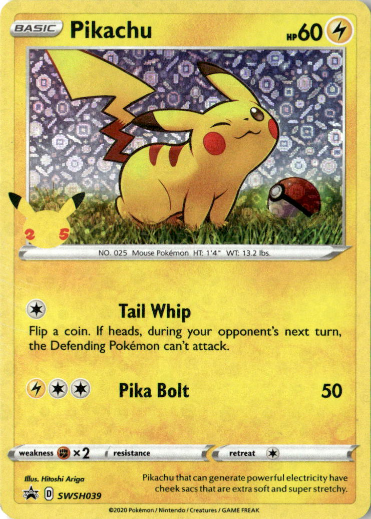 Front of Pikachu SWSH039 from Sword & Shield Promo Cards