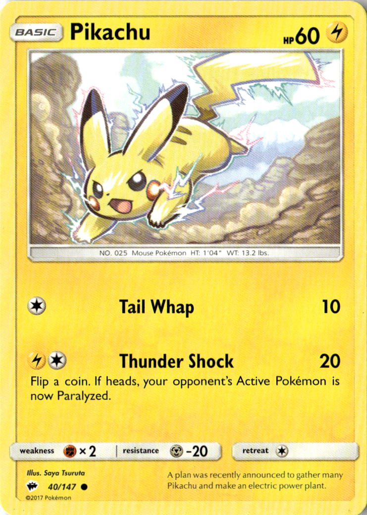 Front of Pikachu 40/147 from SM - Burning Shadows