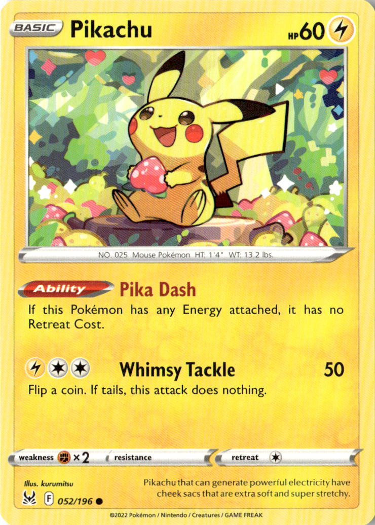 Front of Pikachu 052/196 from Lost Origin