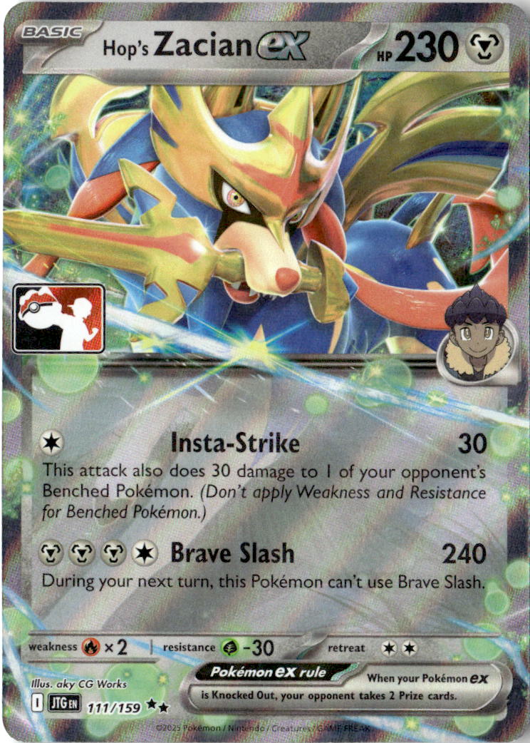 Front of Hop's Zacian ex 111/159 from Journey Together