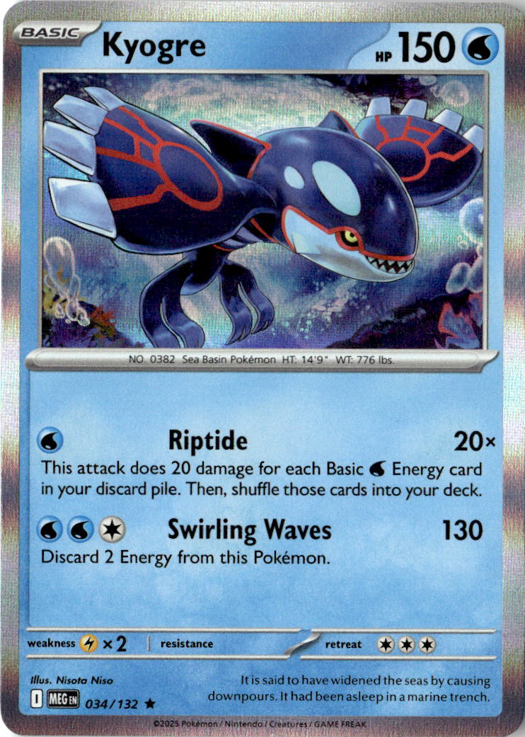 Front of Kyogre 034/132 from Mega Evolution