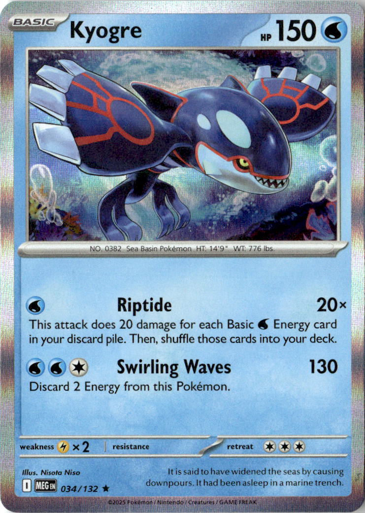 Front of Kyogre 034/132 from Mega Evolution