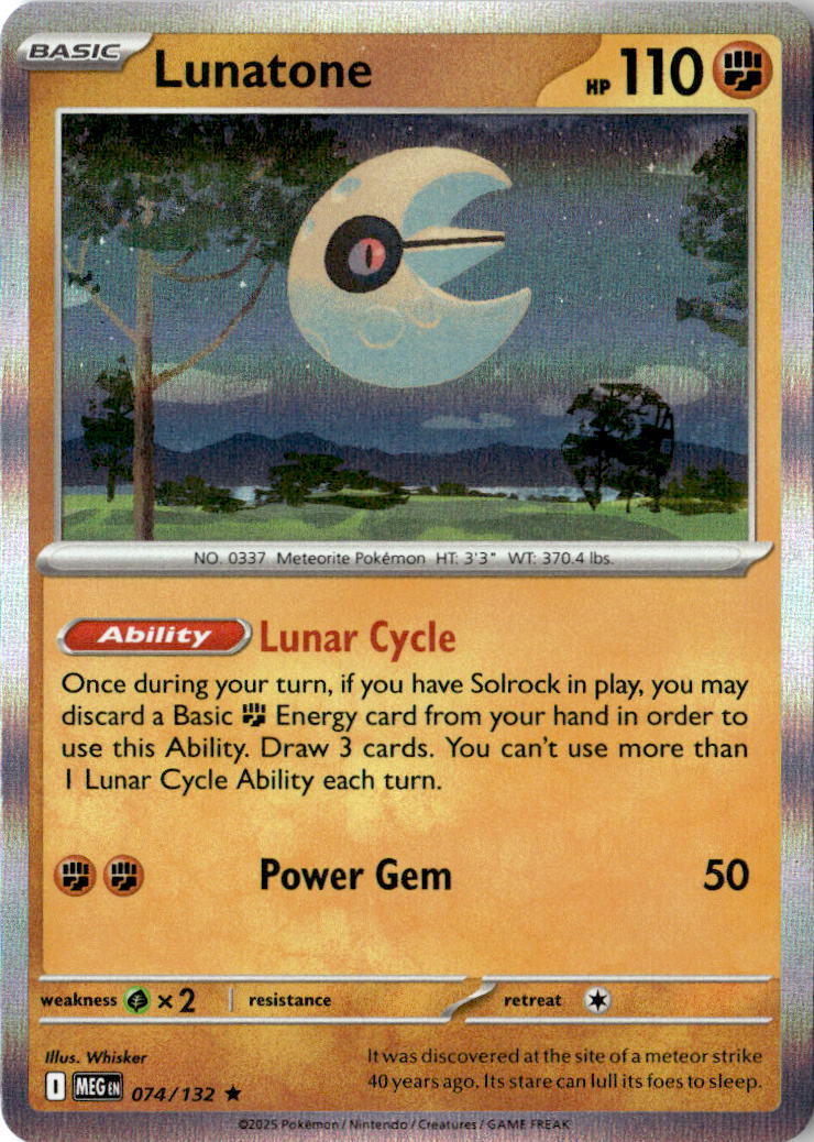 Front of Lunatone 074/132 from Mega Evolution
