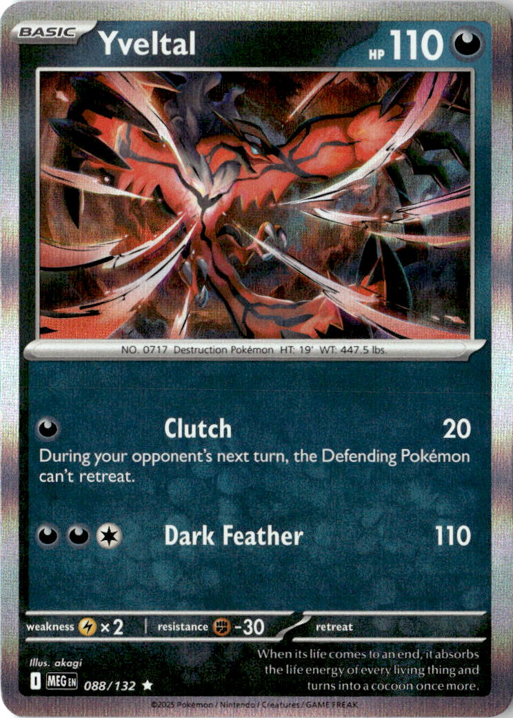Front of Yveltal 088/132 from Mega Evolution