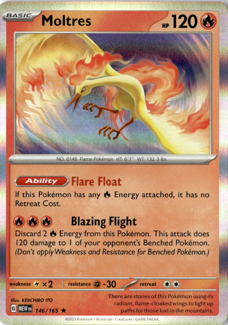 Front of Moltres 146/165 from Scarlet & Violet 151