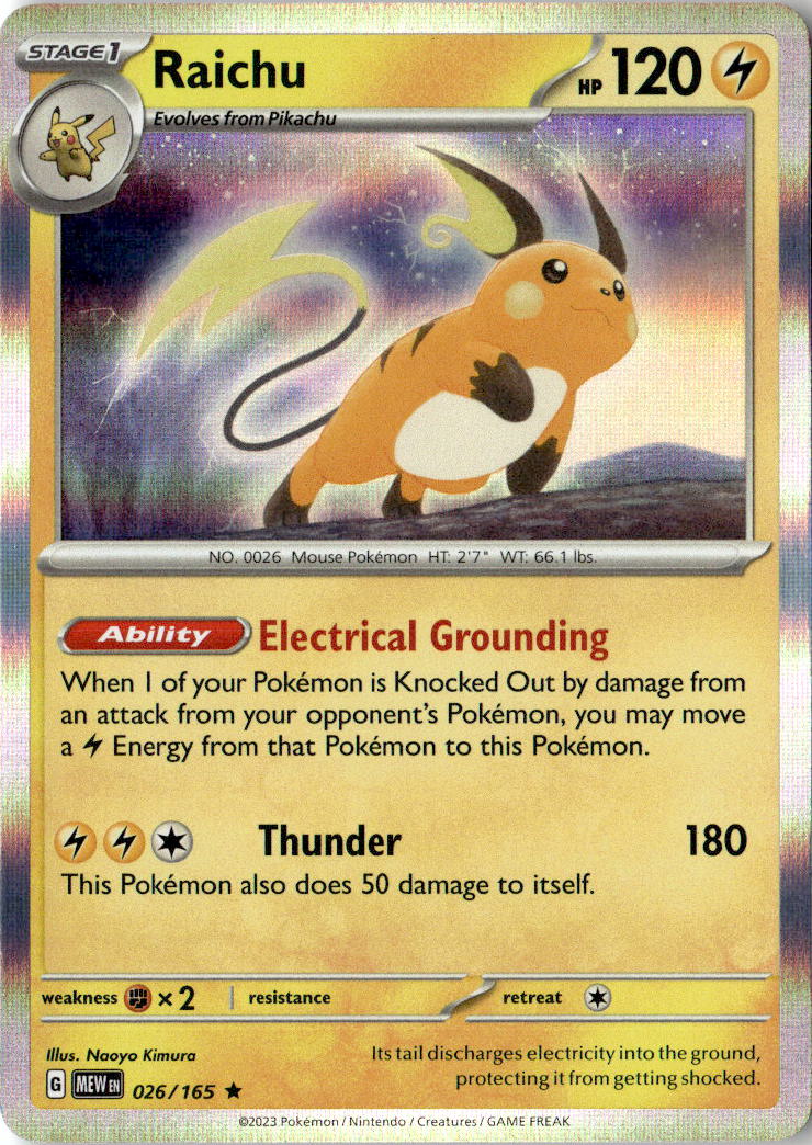 Front of Raichu 026/165 from Scarlet & Violet 151