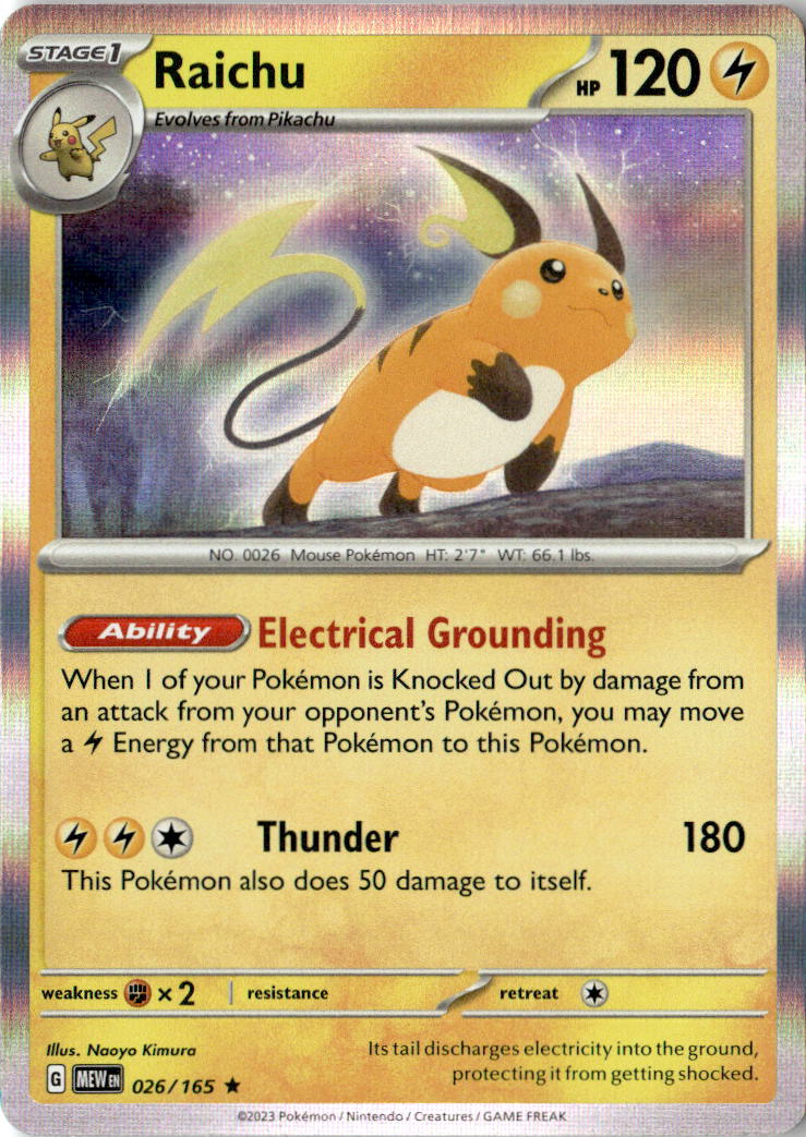 Front of Raichu 026/165 from Scarlet & Violet 151