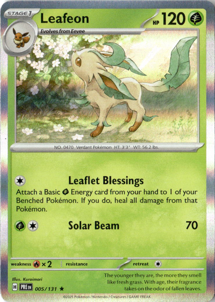 Front of Leafeon 005/131 from Prismatic Evolutions