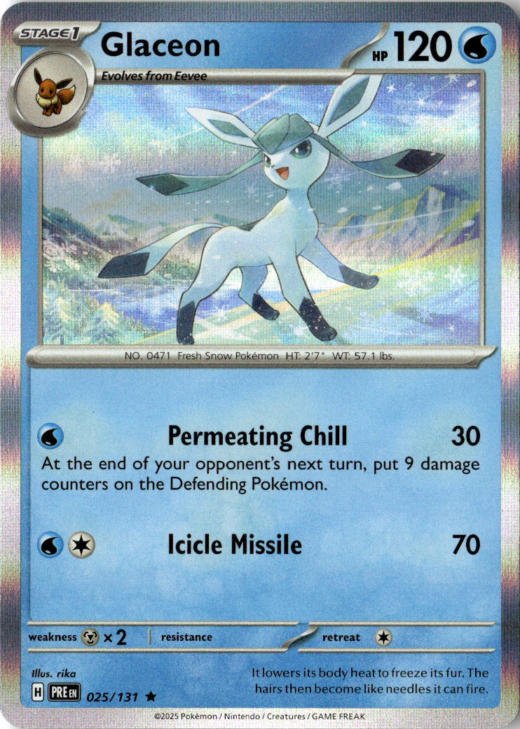 Front of Glaceon 025/131 from Prismatic Evolutions