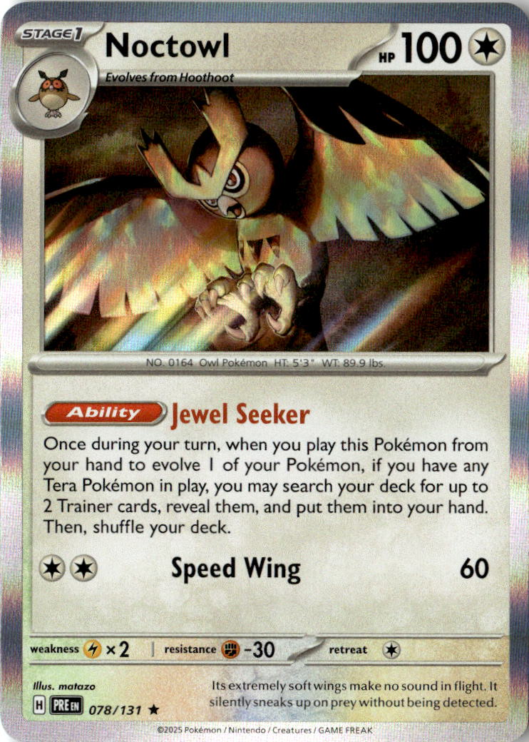 Front of Noctowl 078/131 from Prismatic Evolutions