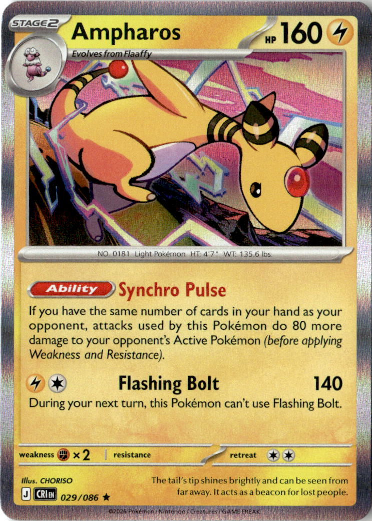 Front of Ampharos 029/086 from Chaos Rising